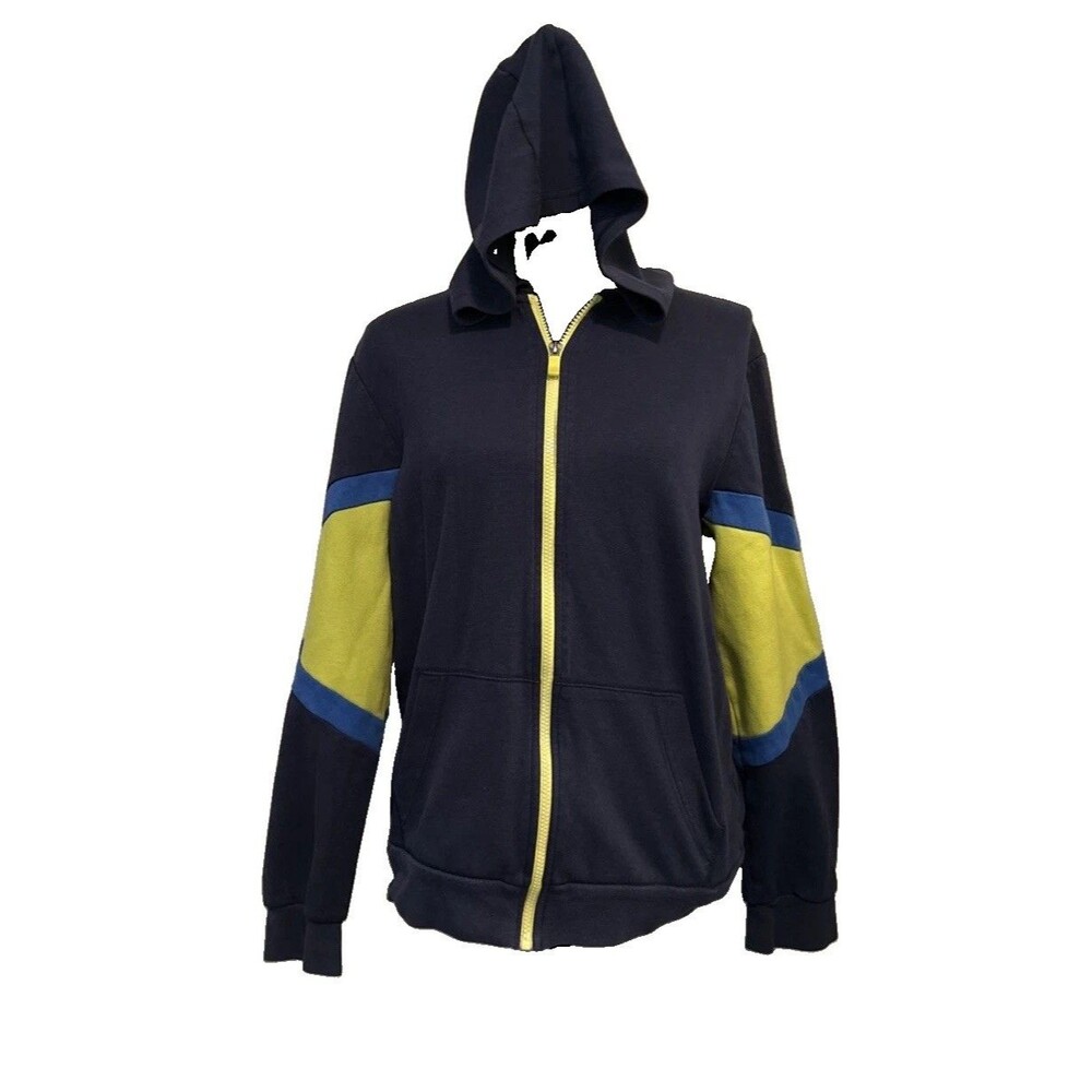 Athletic Works Boys Hoodie XXL 18 Blue Cove Neon Yellow Colorblock Full Zip